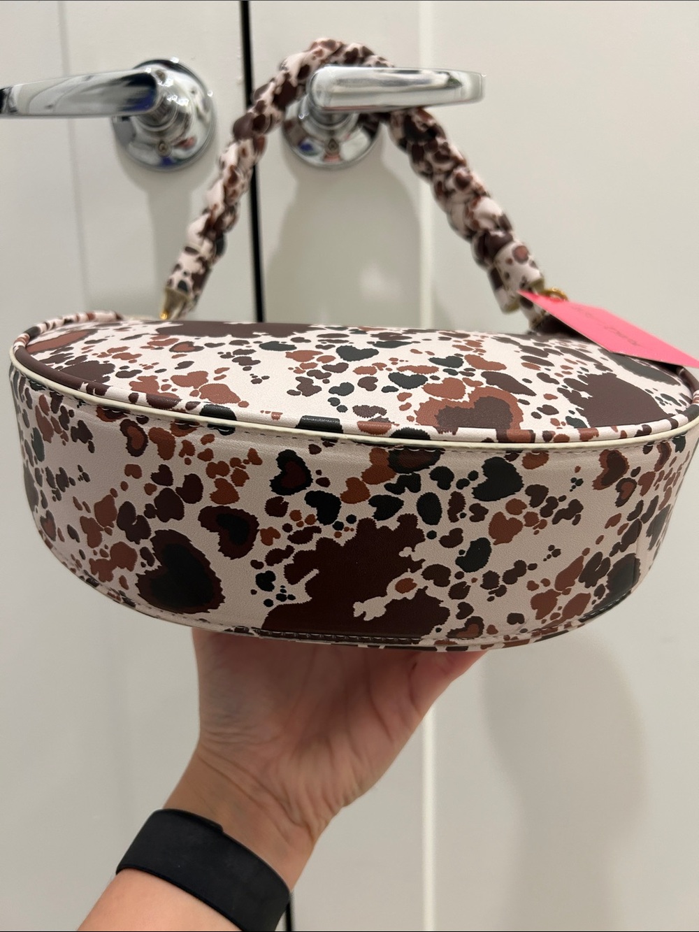 Betsey Johnson (NWT) Brown Cow Print Crescent Shoulder Bag - Picture 8 of 13